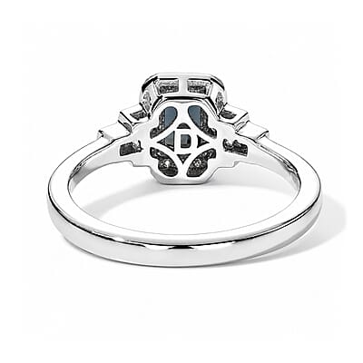 D'Joy AAA Monte Belo Indicolite and Moissanite 0.90 ctw Ring in Rhodium Over Sterling Silver (Size 7.0)