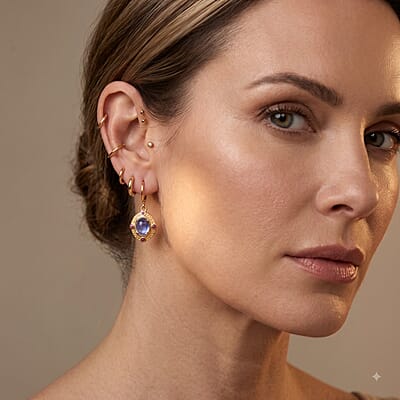EverTrue Tanzanite and Orissa Rhodolite Garnet 3.75 ctw Earrings in 18K YG Plated