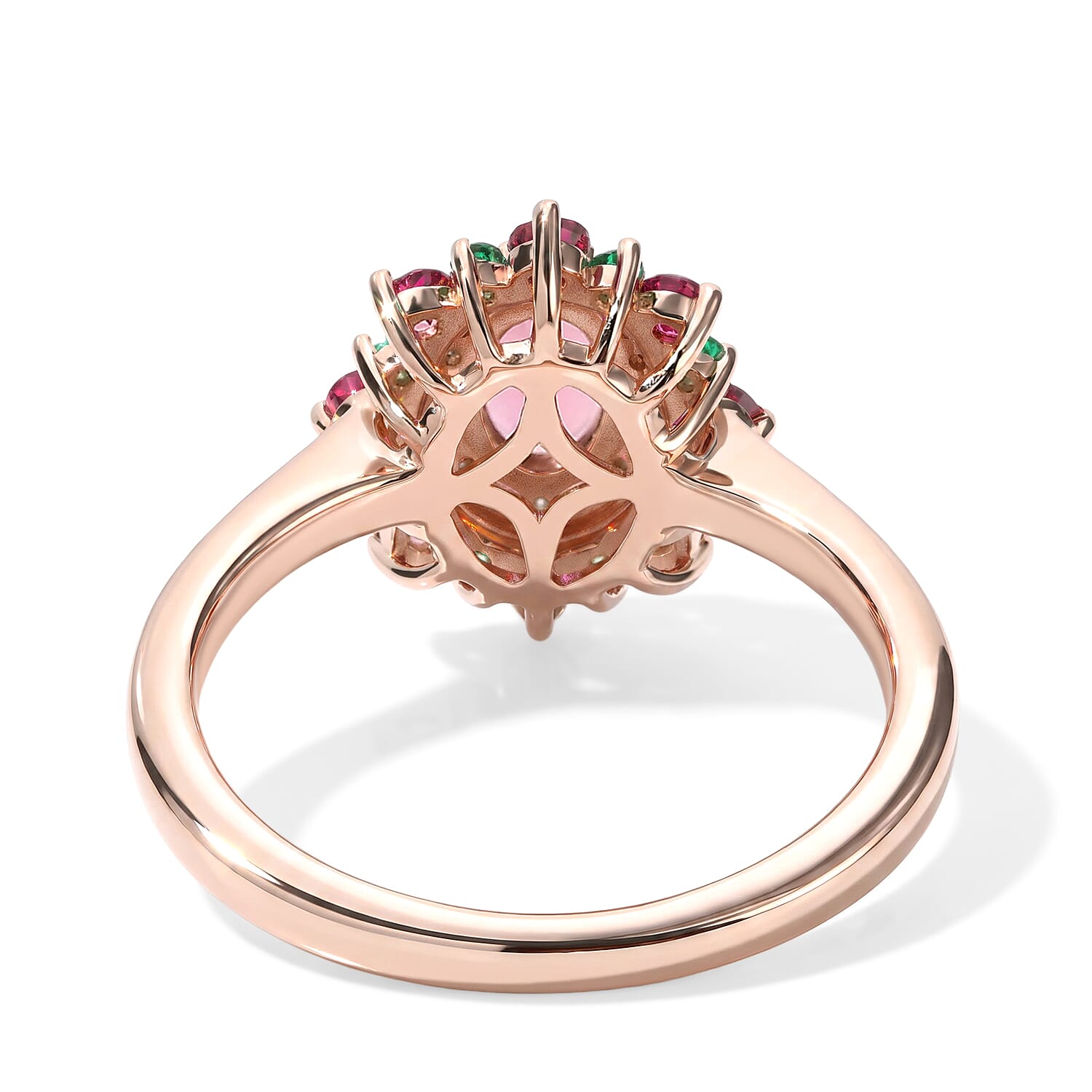 D'Joy Morro Redondo Pink Tourmaline and Multi Gemstone 1.00 ctw Rose Mist Ring in 18K Vermeil Rose Gold Over Sterling Silver (Size 6.0)