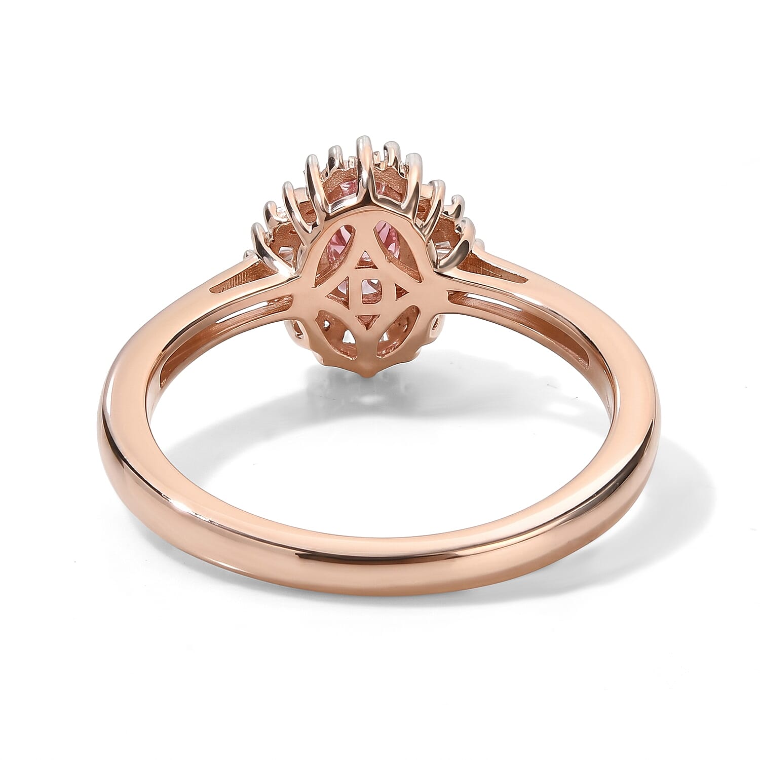D'Joy Premium Pink Tourmaline and Diamond 0.50 ctw Crown Blossom Ring in 18K Vermeil Rose Gold Over Sterling Silver (Size 6.0)