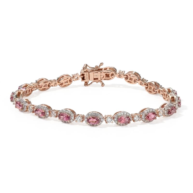D'Joy Morro Redondo Pink Tourmaline and Multi Gemstone 6.00 ctw Serenity Bracelet in 18K Vermeil Rose Gold Over Sterling Silver (7.25 In)