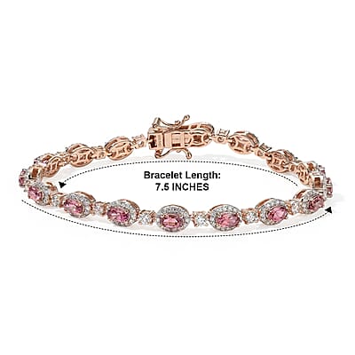 D'Joy Pink Tourmaline and Multi Gemstone 6.00 ctw Bracelet in 18K Vermeil Rose Gold Over Sterling Silver (7.25 In)