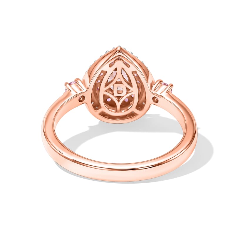 D'Joy Morro Redondo Pink Tourmaline and Multi Gemstone 0.75 ctw Blush Teardrop Ring in 18K Vermeil Rose Gold Over Sterling Silver (Size 5.0)