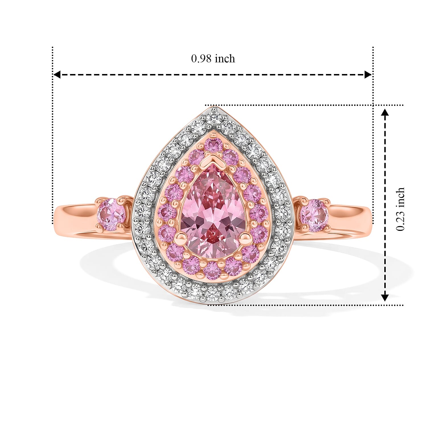 D'Joy Morro Redondo Pink Tourmaline and Multi Gemstone 0.75 ctw Blush Teardrop Ring in 18K Vermeil Rose Gold Over Sterling Silver (Size 5.0)