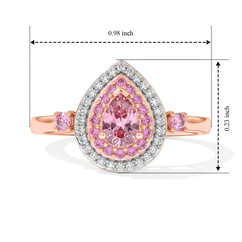 D'Joy Morro Redondo Pink Tourmaline and Multi Gemstone 0.75 ctw Blush Teardrop Ring in 18K Vermeil Rose Gold Over Sterling Silver (Size 5.0)