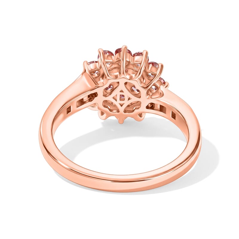 D'Joy Premium Morro Redondo Pink Tourmaline and Moissanite 1.15 ctw Rose Burst Ring in 18K Vermeil Rose Gold Over Sterling Silver (Size 6.0)