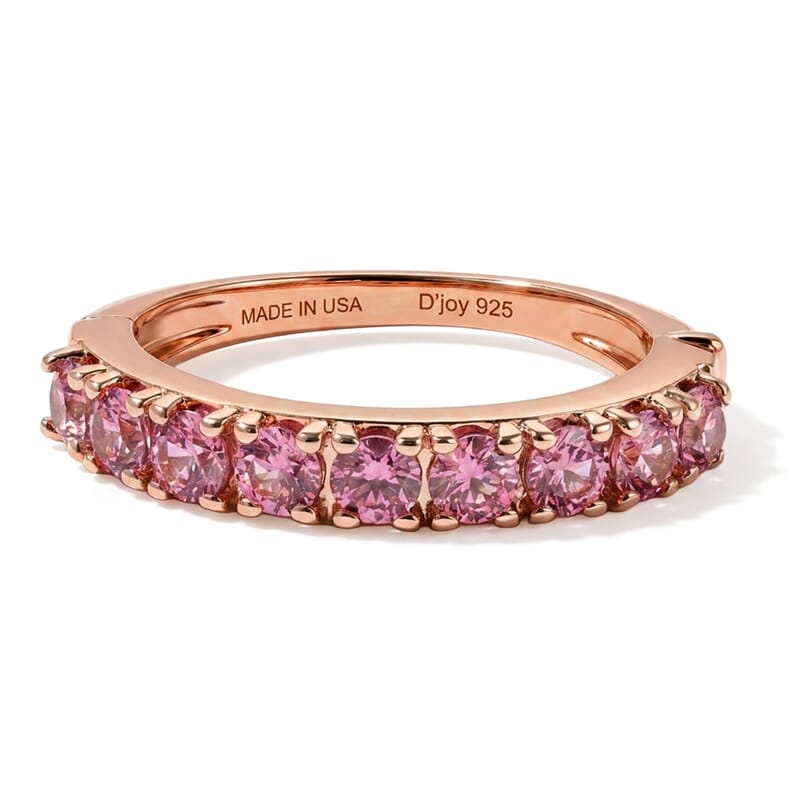 D'Joy Premium Morro Redondo Pink Tourmaline 1.15 ctw Blush Band Ring in 18K Vermeil Rose Gold Over Sterling Silver (Size 6.0)
