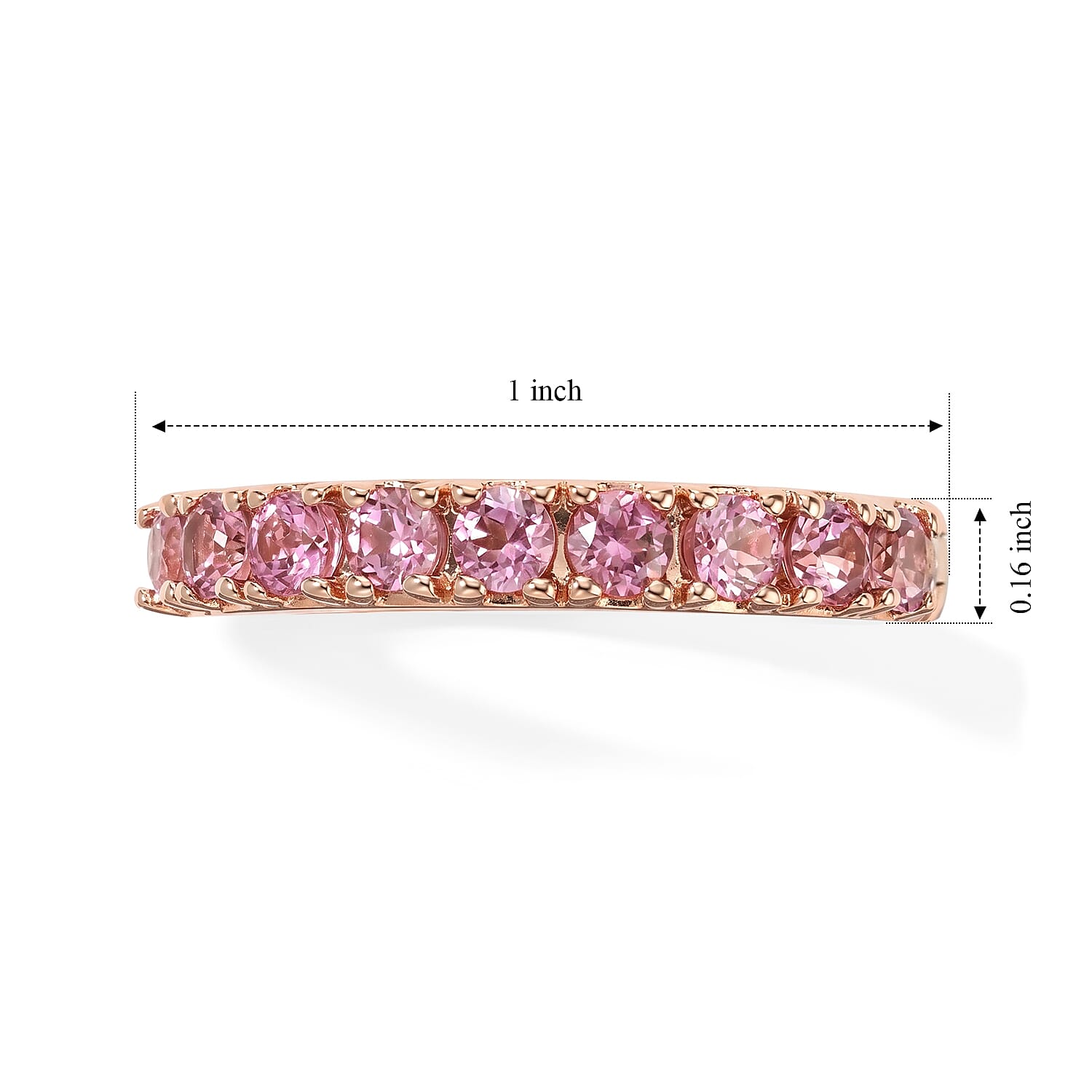D'Joy Premium Morro Redondo Pink Tourmaline 1.15 ctw Blush Band Ring in 18K Vermeil Rose Gold Over Sterling Silver (Size 6.0)
