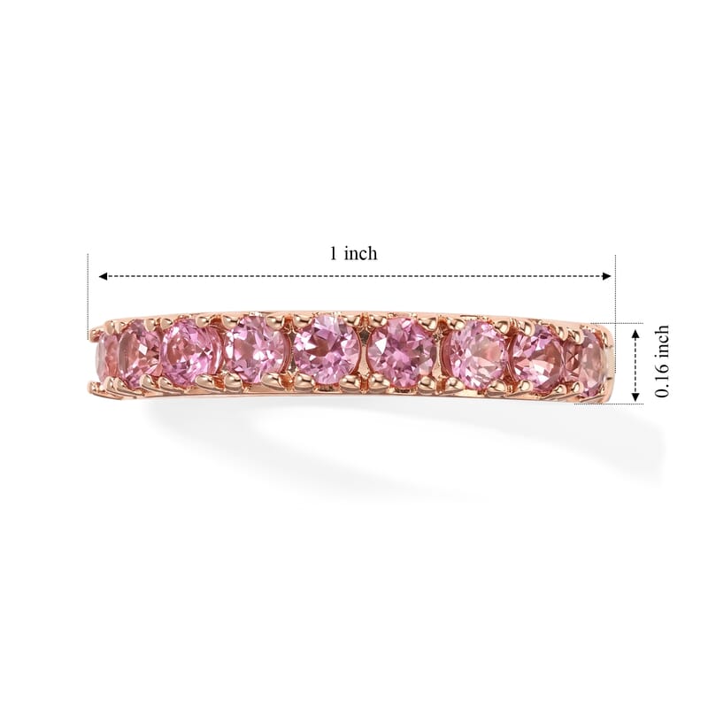 D'Joy Premium Morro Redondo Pink Tourmaline 1.15 ctw Blush Band Ring in 18K Vermeil Rose Gold Over Sterling Silver (Size 6.0)