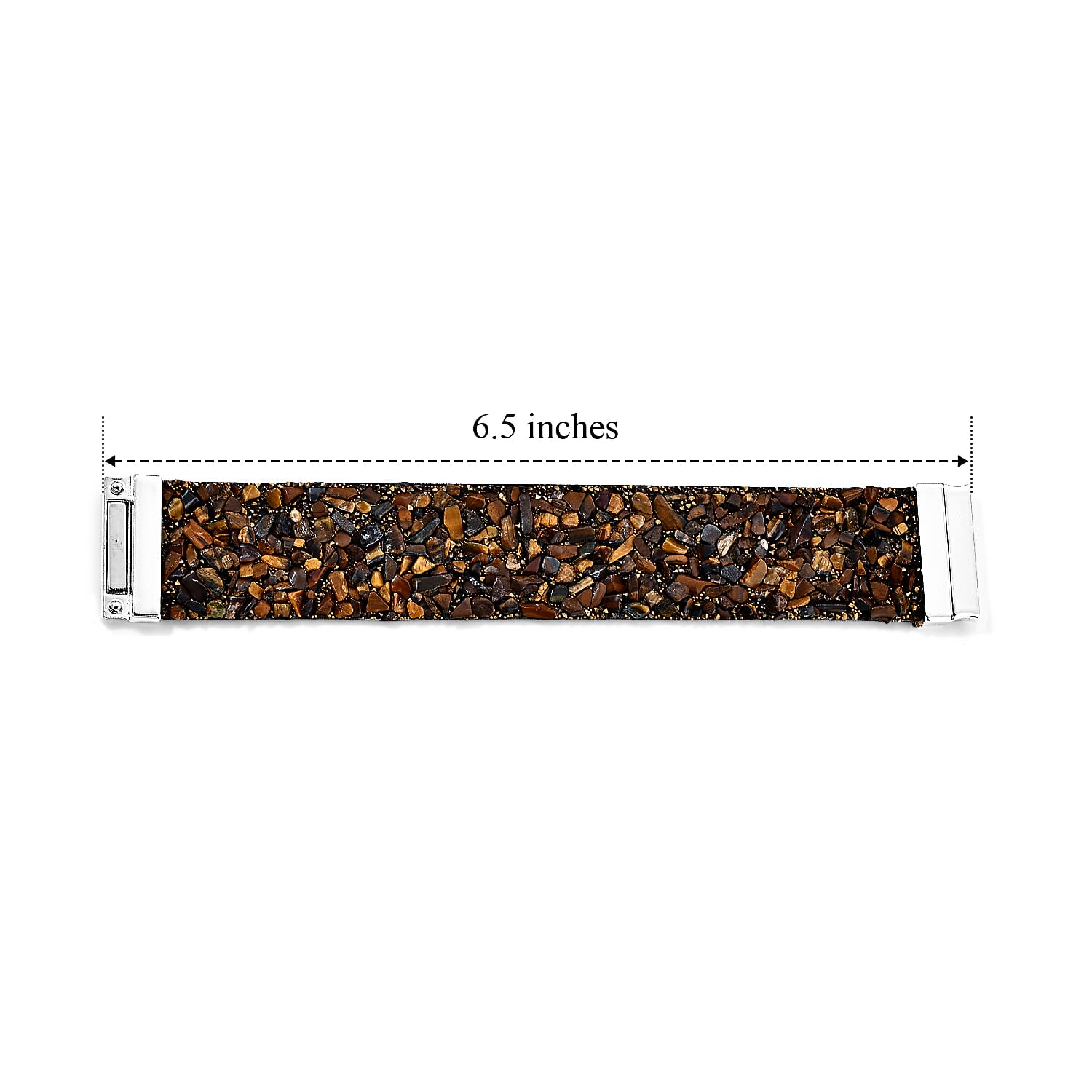 Yellow Tigers Eye 20.00 ctw and Grey Austrian Crystal Leather Bracelet in Silvertone (7.25 In)