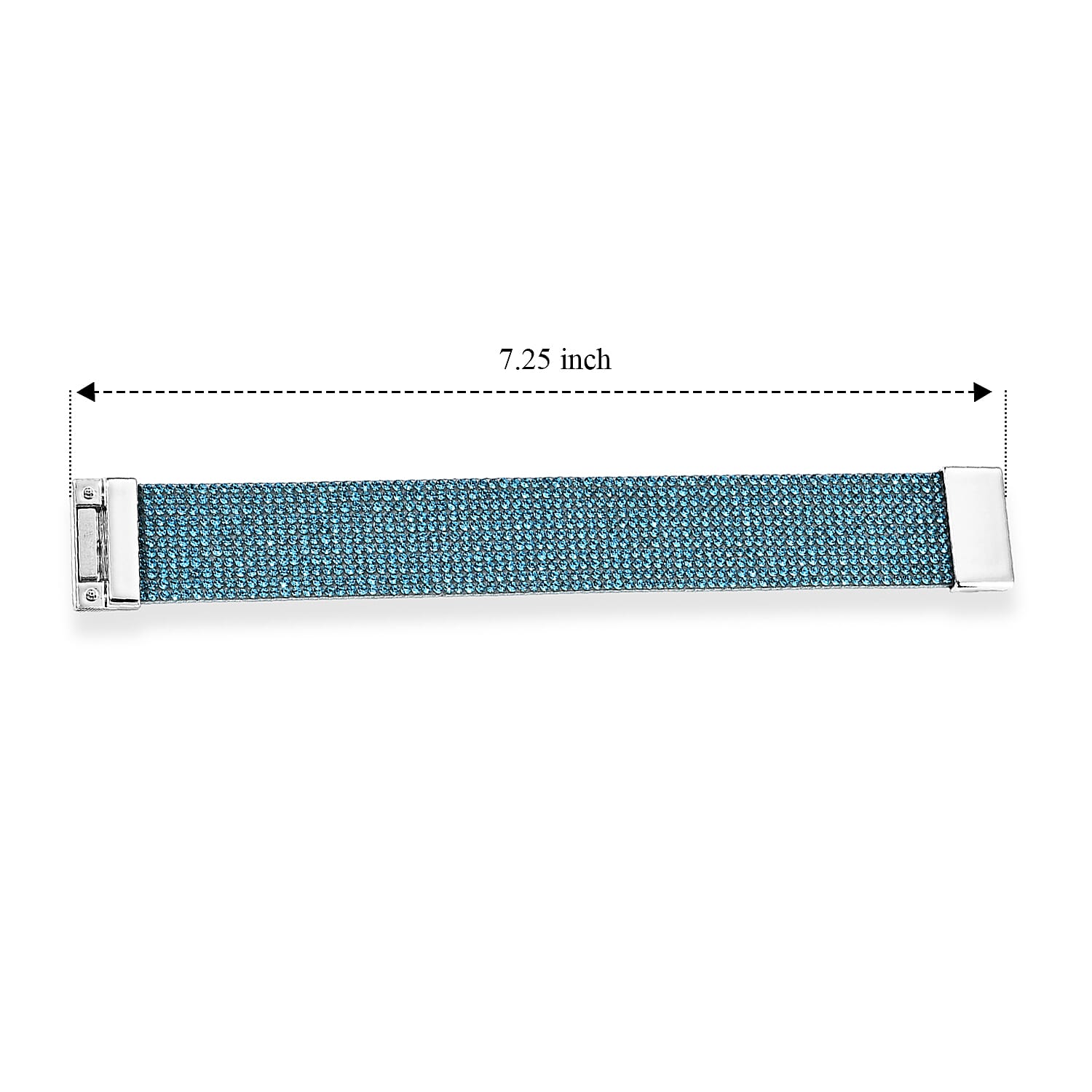 Blue Austrian Crystal Leather Bracelet in Silvertone (7.25 In)