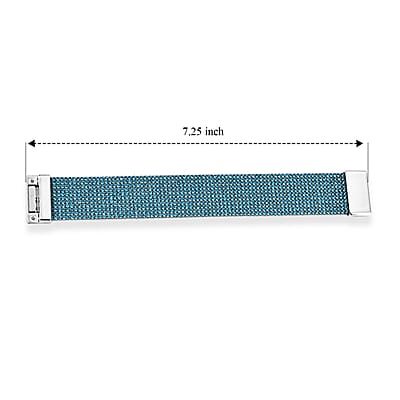 Blue Austrian Crystal Leather Bracelet in Silvertone (7.25 In)