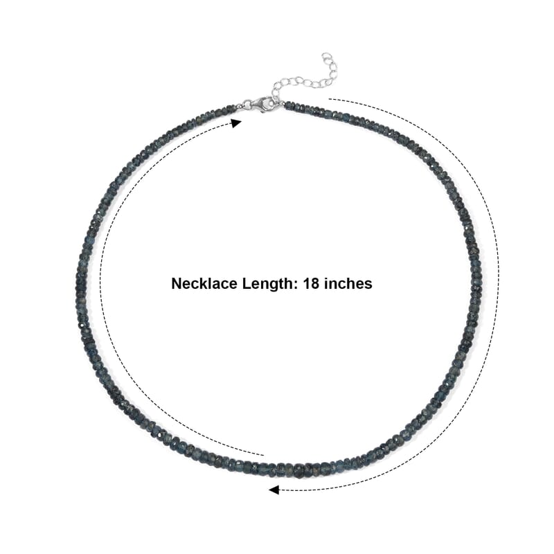 D'Joy Premium Indigo Kyanite 95.00 ctw Necklace in Rhodium Over Sterling Silver 18 Inches