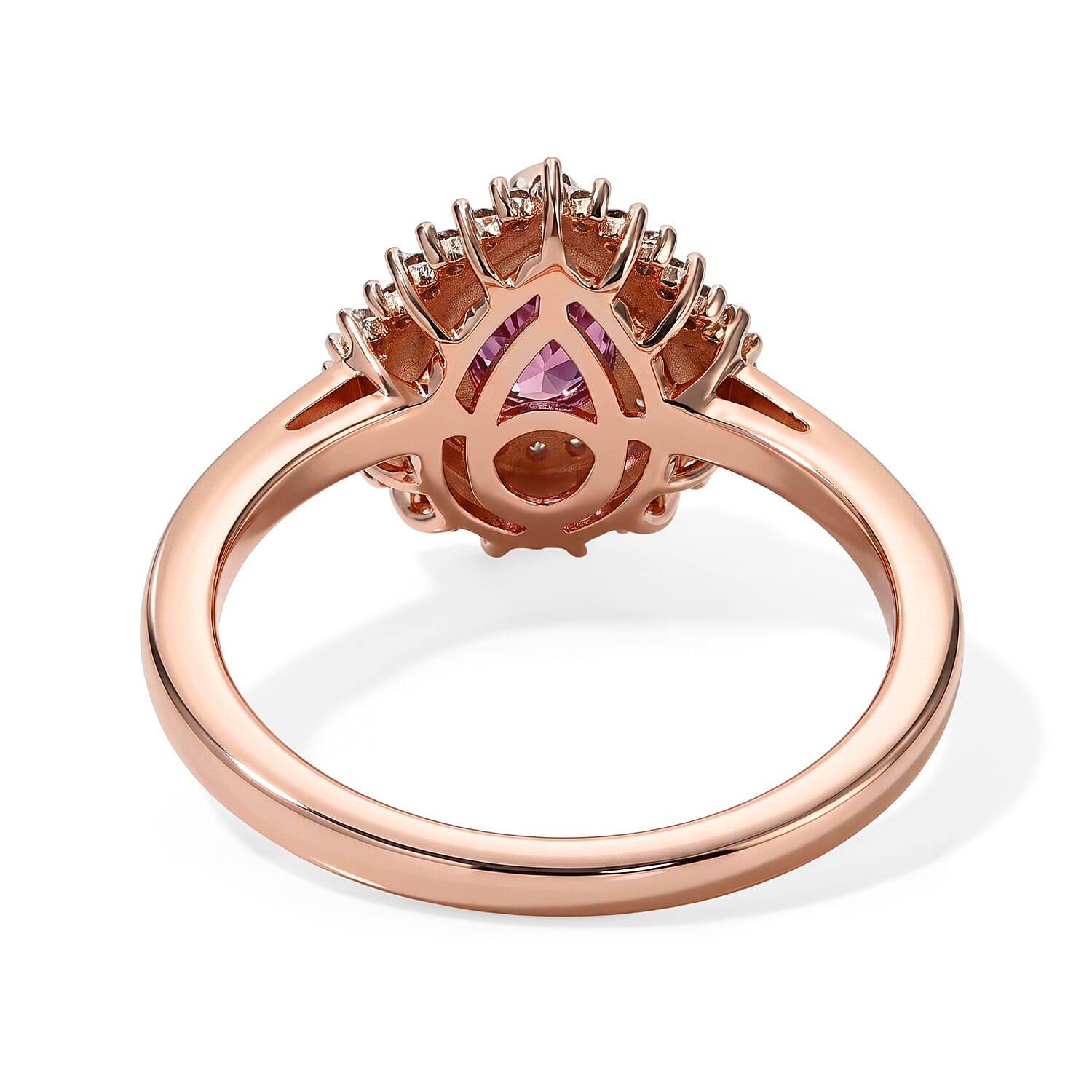 D'Joy Premium Morro Redondo Pink Tourmaline and Multi Diamond 0.90 ctw Blush Midnight Ring in 18K Vermeil Rose Gold Over Sterling Silver (Size 6.0)