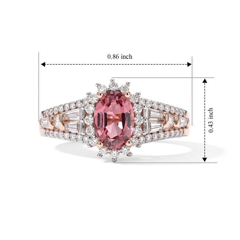D'Joy Premium Morro Redondo Pink Tourmaline and Moissanite 1.20 ctw Eternal Bloom Ring in 18K Vermeil Rose Gold Over Sterling Silver (Size 6.0)