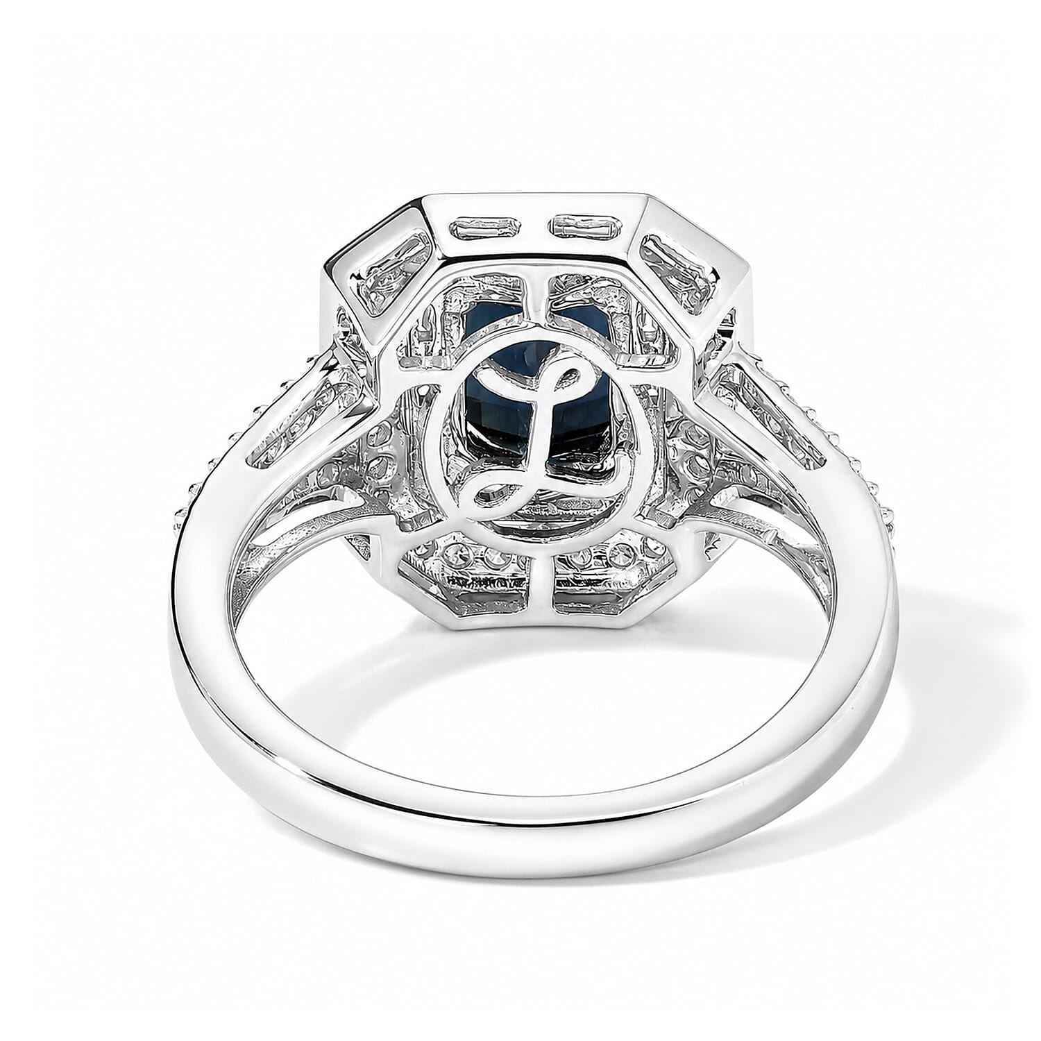 Luxoro AAA Monte Belo Indicolite and Diamond I2 1.70 ctw Majestic Halo Ring in 10K White Gold (Size 6.0)