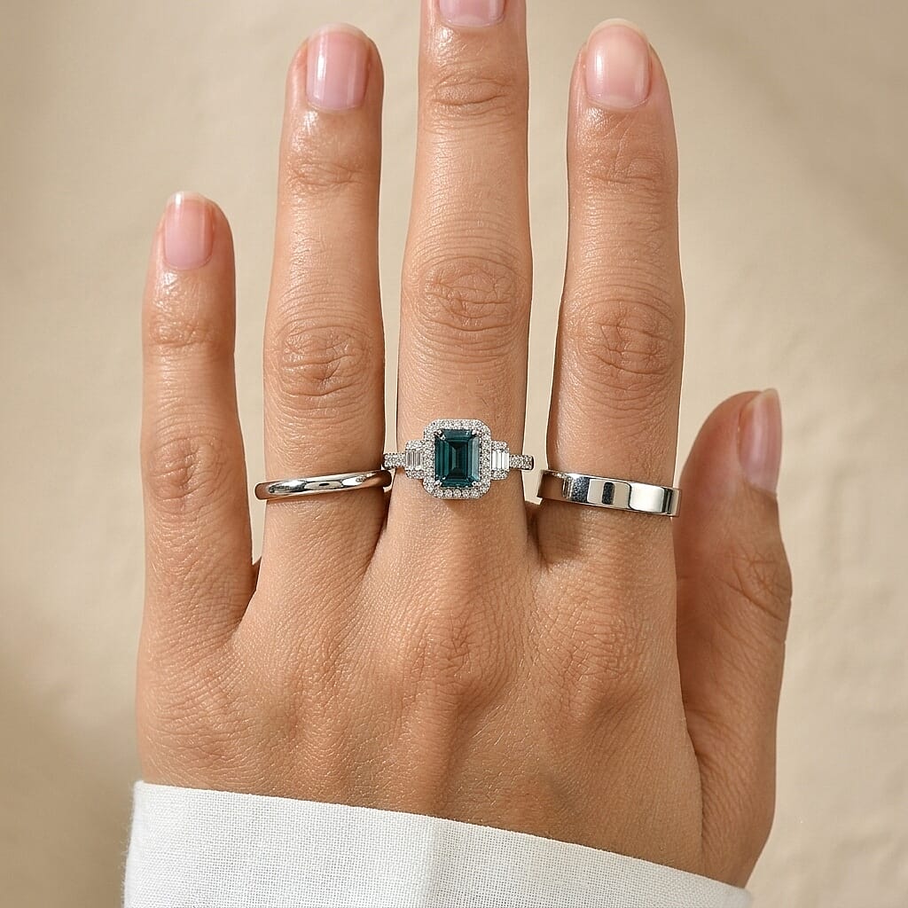 Luxoro AAA Monte Belo Indicolite and Diamond I2 2.35 ctw Majestic Crest Ring in 10K White Gold (Size 7.0)