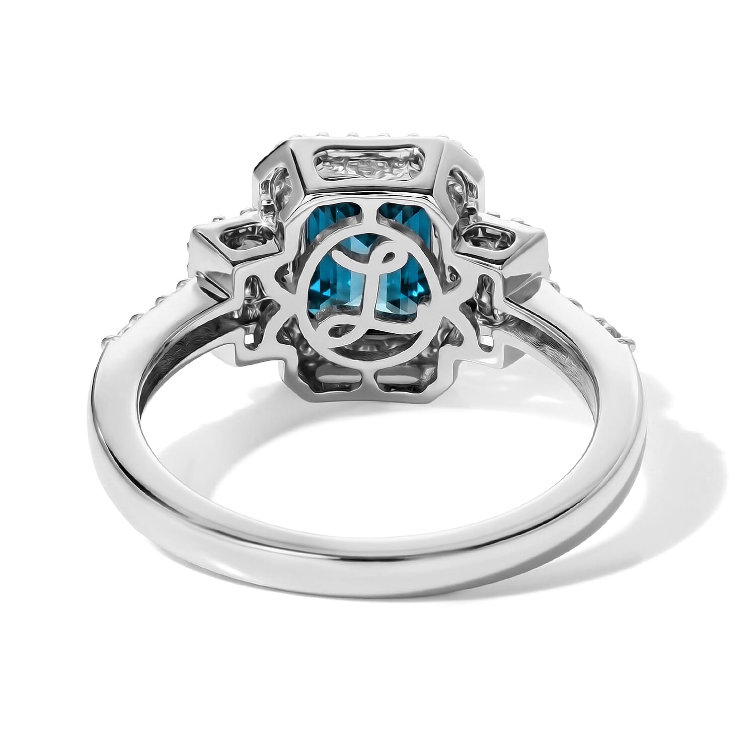 Luxoro AAA Monte Belo Indicolite and Diamond I2 2.35 ctw Majestic Crest Ring in 10K White Gold (Size 7.0)