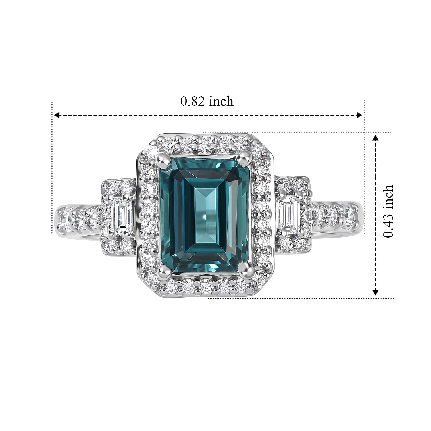 Luxoro AAA Monte Belo Indicolite and Diamond I2 2.35 ctw Majestic Crest Ring in 10K White Gold (Size 7.0)