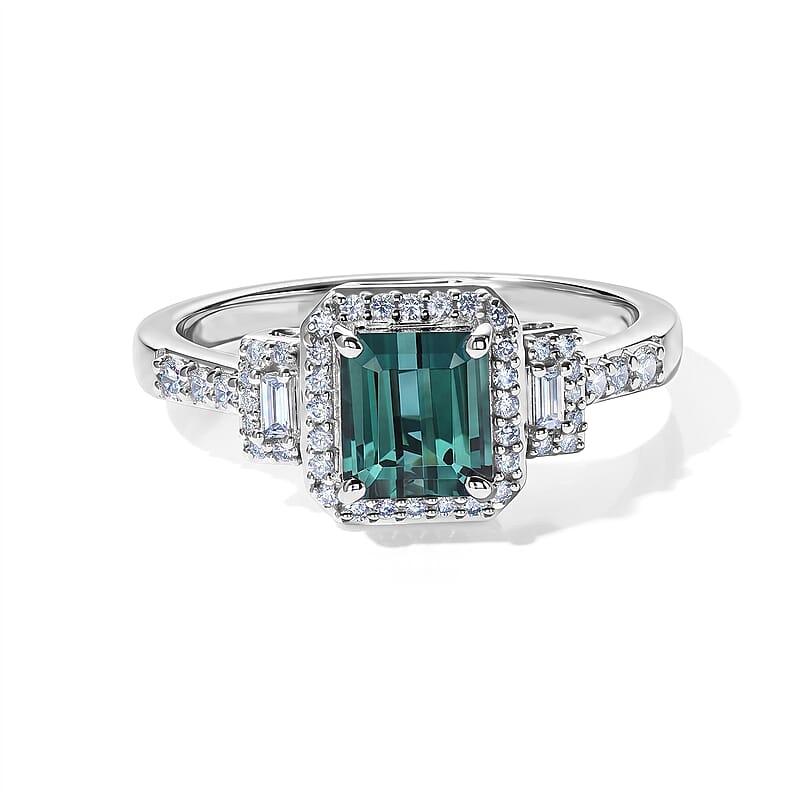 Luxoro AAA Monte Belo Indicolite and Diamond I2 2.35 ctw Majestic Crest Ring in 10K White Gold (Size 9.0)