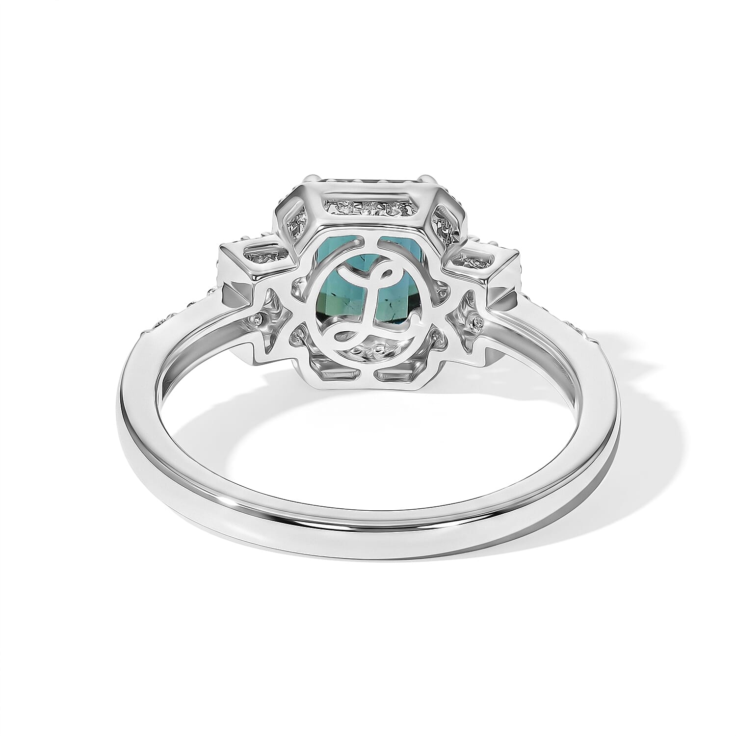 Luxoro AAA Monte Belo Indicolite and Diamond I2 2.35 ctw Majestic Crest Ring in 10K White Gold (Size 9.0)