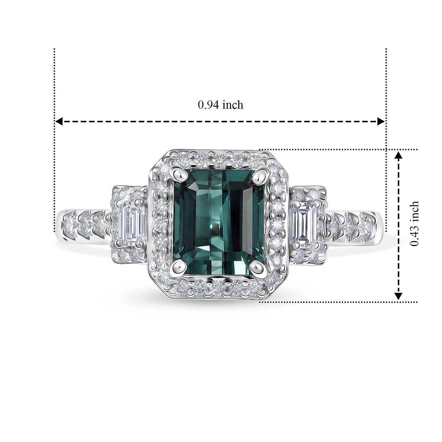 Luxoro AAA Monte Belo Indicolite and Diamond I2 2.35 ctw Majestic Crest Ring in 10K White Gold (Size 9.0)