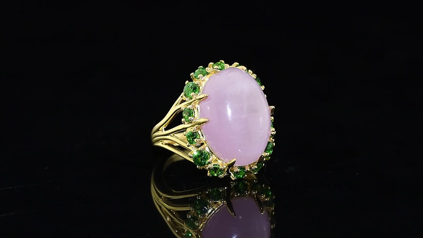 EverTrue Kunzite EverTrue Kunzite, Chrome Diopside Ring in 18K YG Plated (Size 10.0) 15.65 ctwChrome Diopside Ring in 18K YG Plated (Size 10.0) 15.65 ctw
