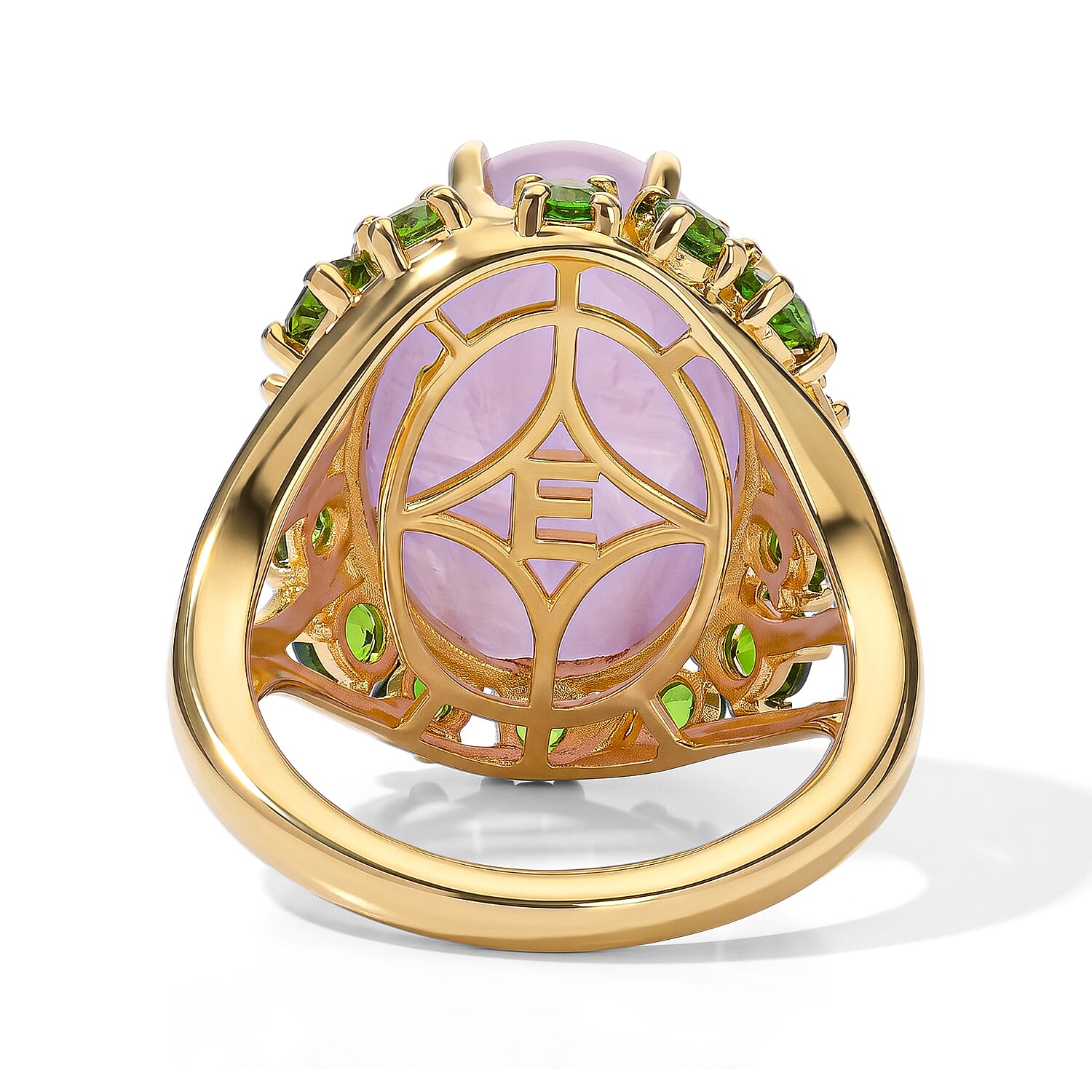 EverTrue Kunzite and Chrome Diopside 15.65 ctw Blush Vine Ring in 18K YG Plated (Size 8.0)