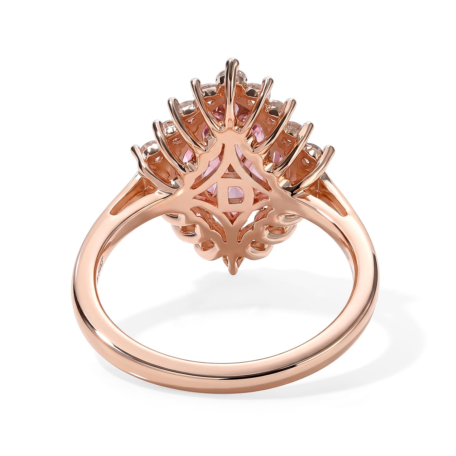D'Joy Morro Redondo Pink Tourmaline and Moissanite 1.25 ctw Blush Flora Ring in 18K Vermeil Rose Gold Over Sterling Silver (Size 5.0)
