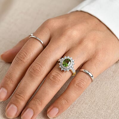 Luxoro AAA Sapo Green Tourmaline, Paraiba Tourmaline and Diamond I2 2.65 ctw Midnight Starburst Ring in 10K Yellow Gold (Size 6.0)