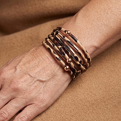 Braided Rope Leather Bracelet in Silvertone (7.50 In)