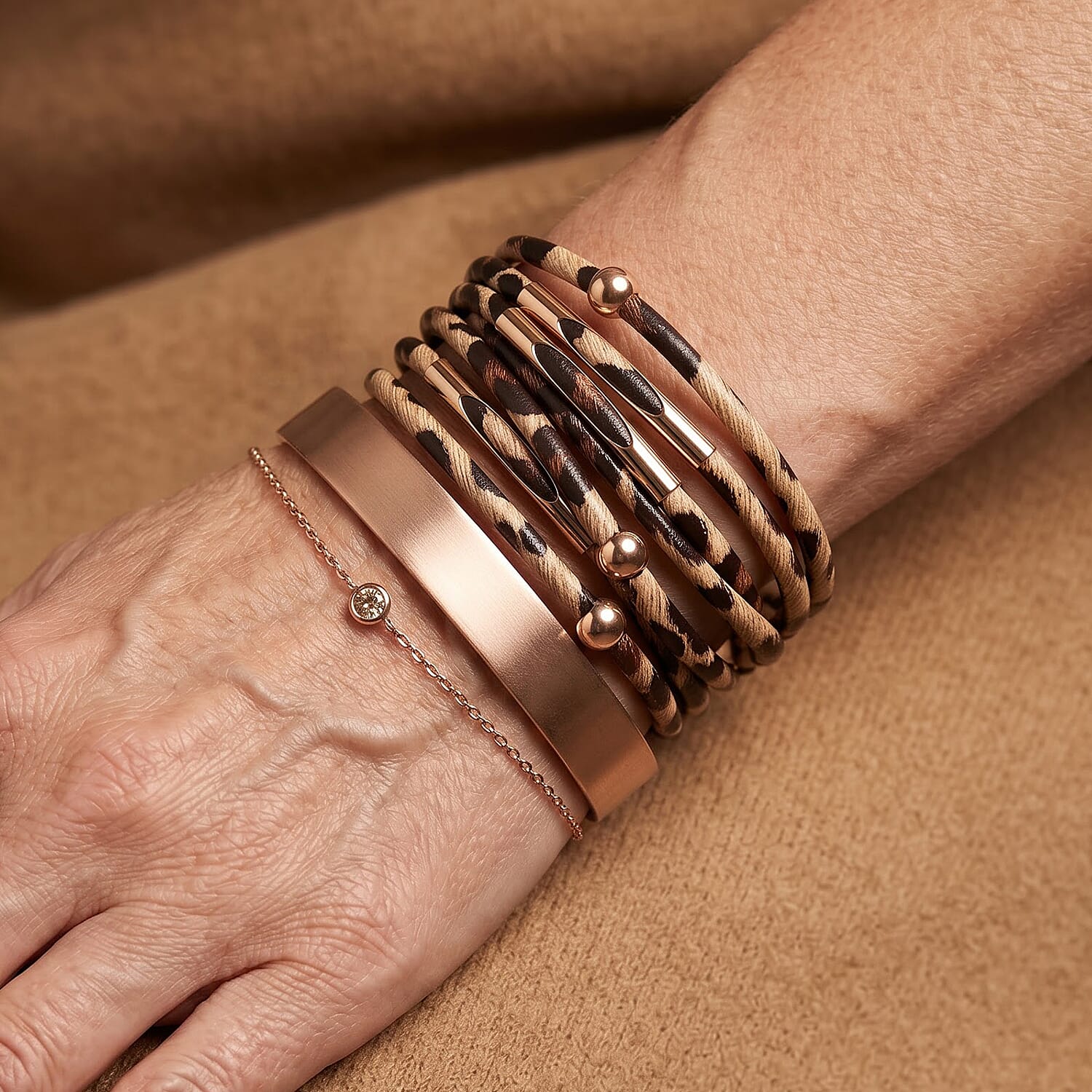 Braided Rope Leather Bracelet in Silvertone (7.50 In)