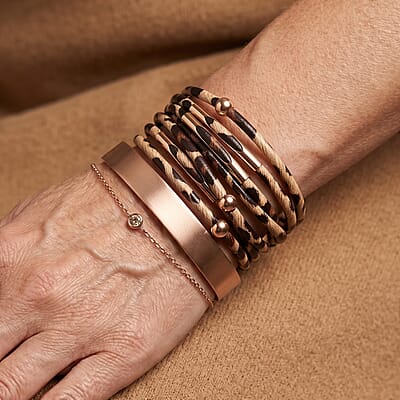 Braided Rope Leather Bracelet in Silvertone (7.50 In)