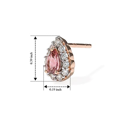 D'Joy Premium Pink Tourmaline and Moissanite 0.70 ctw Stud Earrings in 18K Vermeil Rose Gold Over Sterling Silver