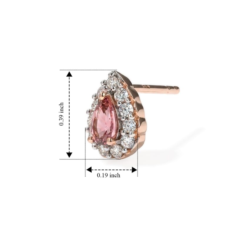 D'Joy Premium Morro Redondo Pink Tourmaline and Moissanite 0.70 ctw Blush Teardrop & Sparkle Stud Earrings in 18K Vermeil Rose Gold Over Sterling Silver