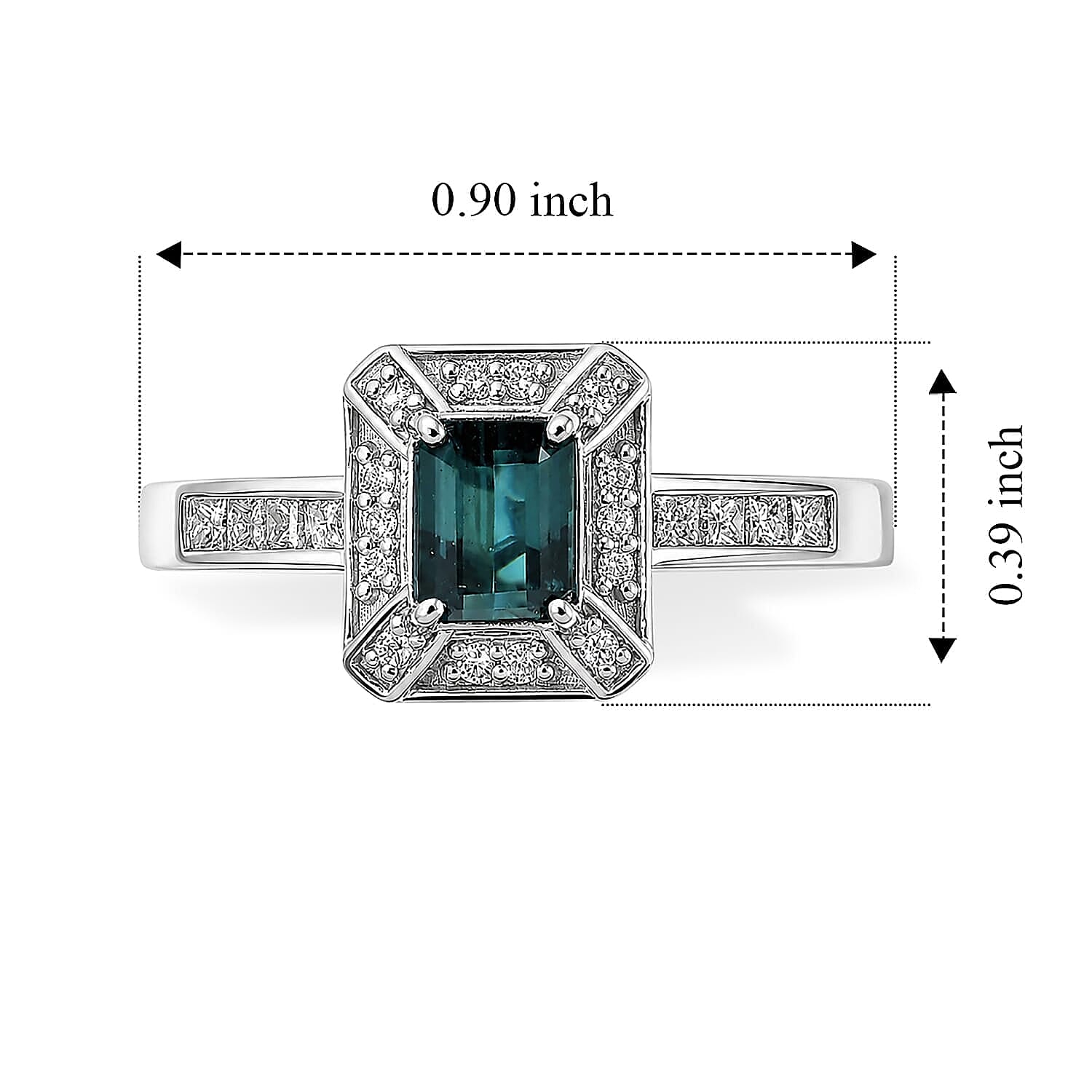 Luxoro AAA Monte Belo Indicolite and Diamond I2 1.50 ctw Imperial Halo Ring in 10K White Gold (Size  6.0)