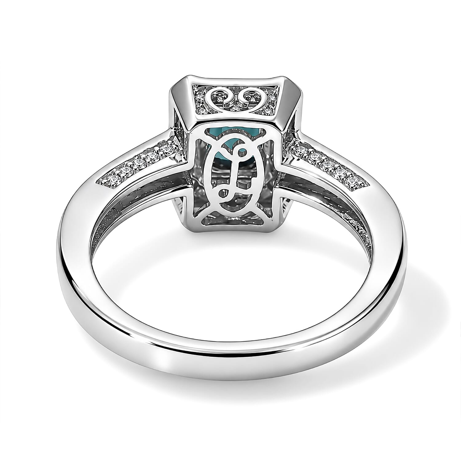Luxoro AAA Monte Belo Indicolite and Diamond I2 1.50 ctw Imperial Halo Ring in 10K White Gold (Size 8.0)