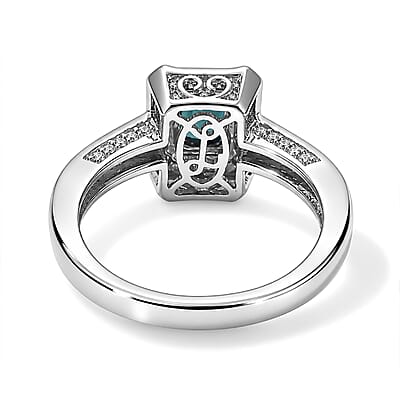Luxoro AAA Monte Belo Indicolite and Diamond I2 1.50 ctw Imperial Halo Ring in 10K White Gold (Size 8.0)