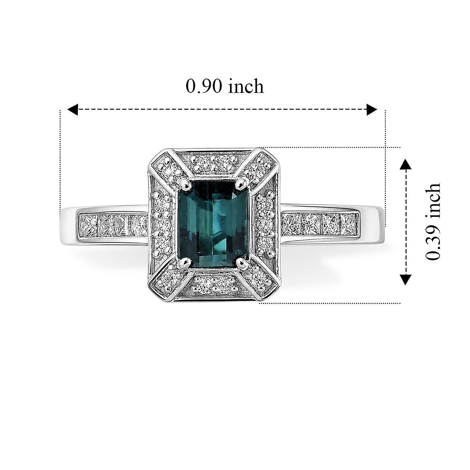 Luxoro AAA Monte Belo Indicolite and Diamond I2 1.50 ctw Imperial Halo Ring in 10K White Gold (Size 8.0)