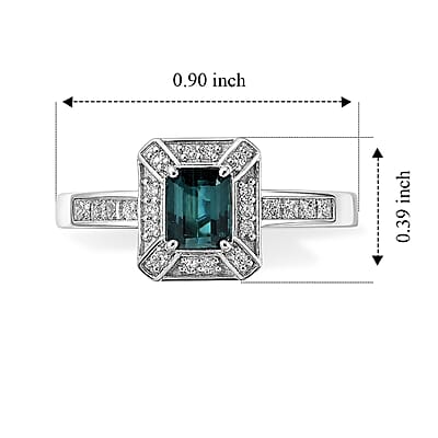 Luxoro AAA Monte Belo Indicolite and Diamond I2 1.50 ctw Imperial Halo Ring in 10K White Gold (Size 8.0)