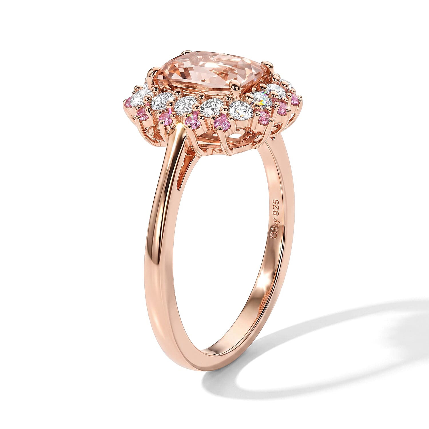D'Joy Premium Marropino Morganite and Multi Gemstone 1.90 ctw Ring in 18K Vermeil Rose Gold Over Sterling Silver (Size 7.0)