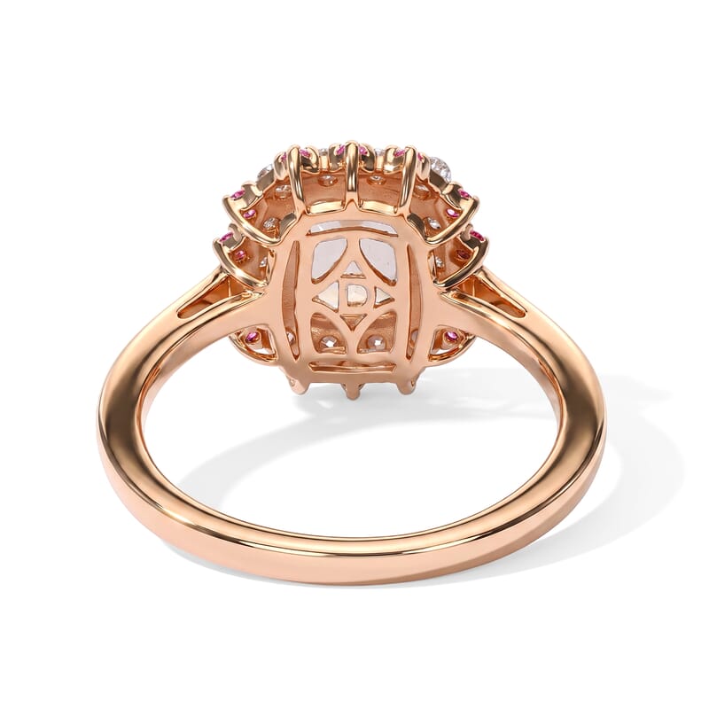 D'Joy Premium Marropino Morganite and Multi Gemstone 1.90 ctw Ring in 18K Vermeil Rose Gold Over Sterling Silver (Size 7.0)