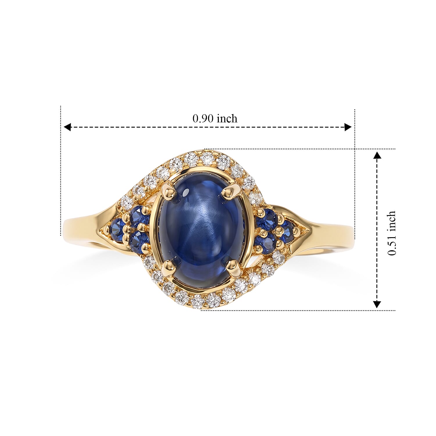 D'Joy Premium Blue Star Sapphire (DF) and Multi Gemstone 2.40 ctw The Celestial Orbit Ring in 18K Vermeil Yellow Gold Over Sterling Silver (Size 8.0)
