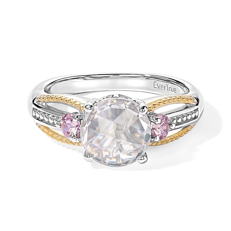 EverTrue Simulated White and Orchid Diamond Ring in Platinum Bond (Size 5.0) 3.50 ctw