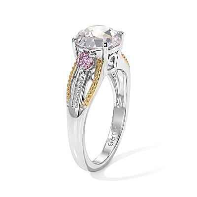 EverTrue Simulated White and Orchid Diamond Ring in Platinum Bond (Size 5.0) 3.50 ctw