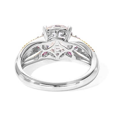 EverTrue Simulated White and Orchid Diamond Ring in Platinum Bond (Size 5.0) 3.50 ctw