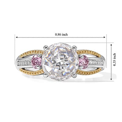 EverTrue Simulated White and Orchid Diamond Ring in Platinum Bond (Size 5.0) 3.50 ctw