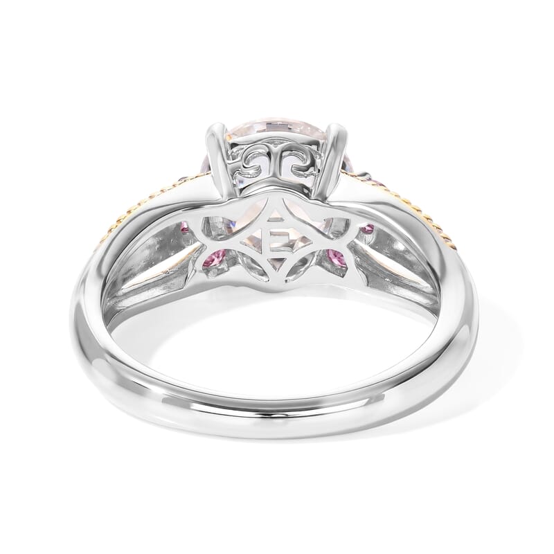 EverTrue Simulated White and Orchid Diamond Two Tone Bubble Brilliance Ring in 18K YG Plated and Platinum Bond (Size 6.0)
