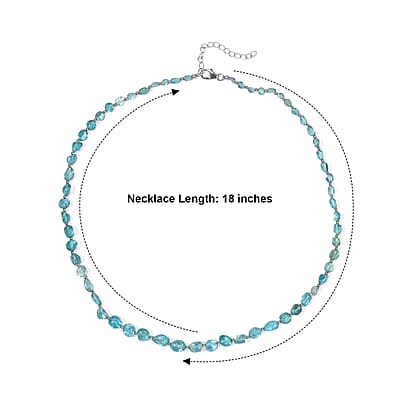 D'Joy Premium Blue Apatite 50.00 ctw Beaded Necklace in Rhodium Over Sterling Silver 18 Inches