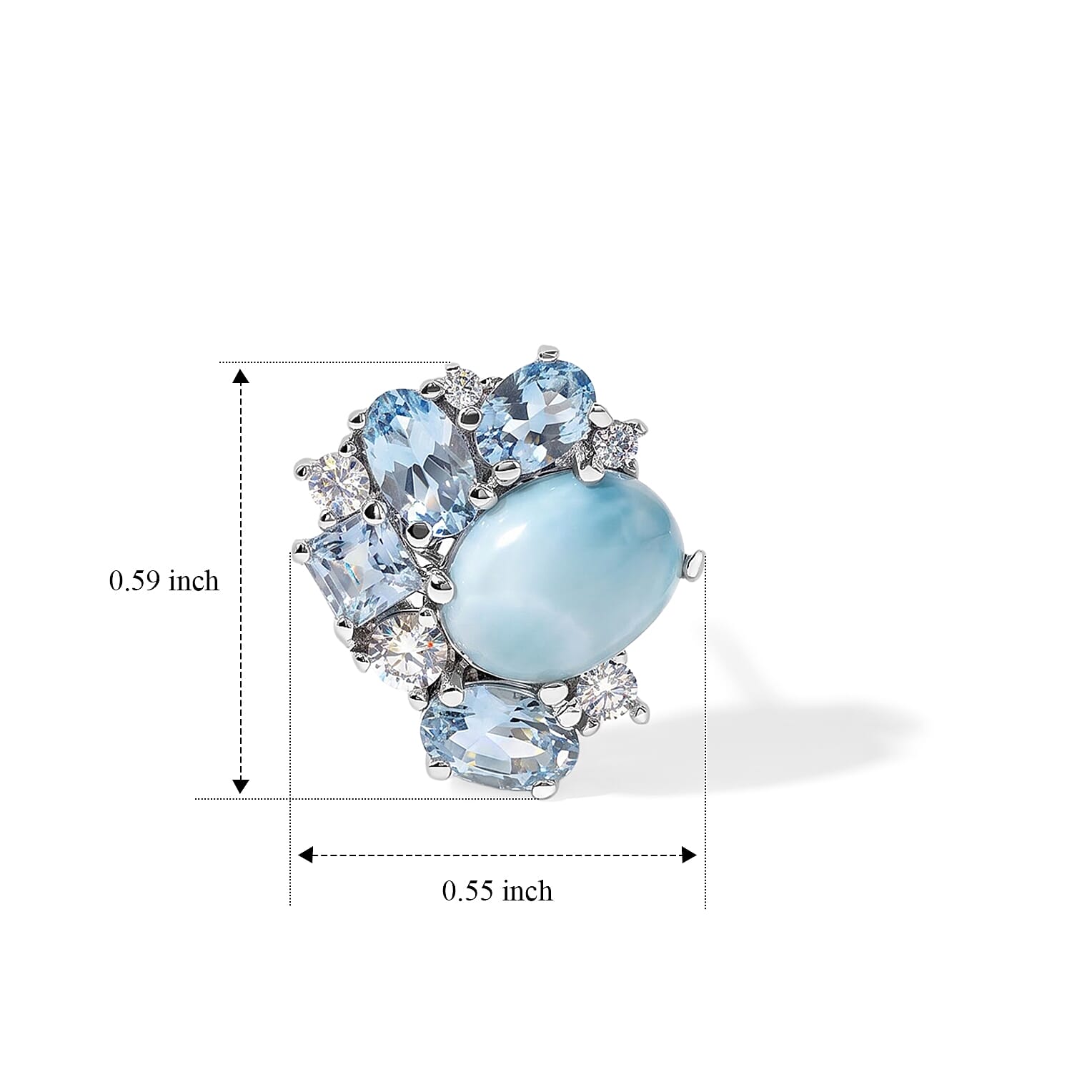 D'Joy Larimar and Multi Gemstone 5.25 ctw Earrings in Rhodium Over Sterling Silver